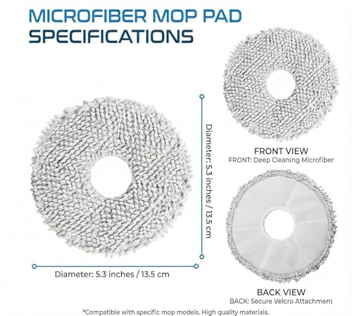 Image of Fiberfix Replacement Mop Pads for ECOVACS DEEBOT X1 Omni /X1 Turbo /T20 Omni /T10 Omni /X2 Omni /T30S /N30 Pro Omni /N30 Omni /T30S AI /T30S Pro /T50 OMNI /T50 PRO OMNI /T50 MAX PRO Omni /Yeedi m12 pro+ (2)