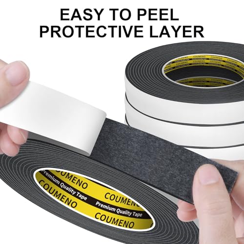 Image of Double Sided Foam Tape Heavy Duty,Black 1 in x 16.4 FT, High Tack Strong Adhesive Foam Mounting Tape, Weatherproof Sealing Foam Tape, Easy Peel & Stick for Home Office School