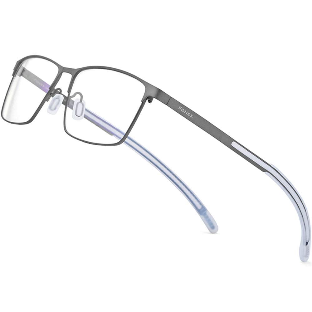FONEX Titanium Glasses Frame,Men Square Myopia Optical Eyeglass Frame 8521