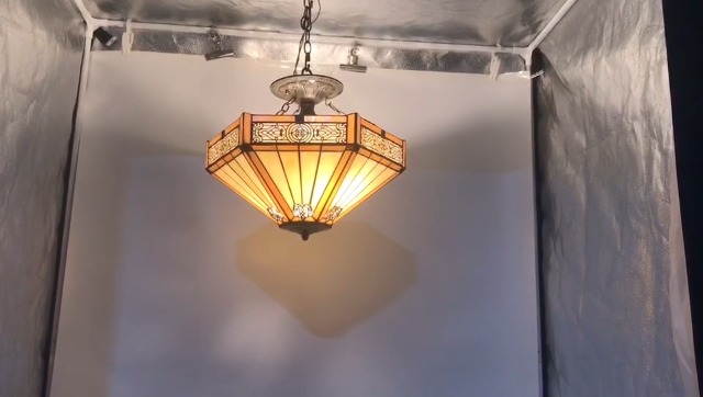 WERFACTORY Tiffany Ceiling Light Fixture Yellow Hexagon Stained