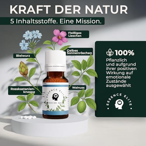 Essence Elite Bachblüten Globuli 10g - Natürliche Unterstützung bei Prüfungsangst und täglichem Stress, Bachblüten zur Beruhigung