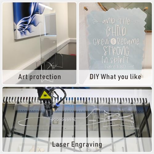 Image of 12 x 12 inch Clear Acrylic Sheet Plexiglass, 4 Pack 1 /8 inch Thick Transparent Acrylic Square Panel, DIY Materials with Protective Paper for Display Projects, Craft and More.