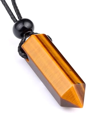Lucky Crystal Point Evil Eye Protection Power Amulet Pendant Necklace Tiger Eye Gemstone