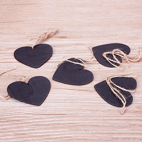 Bestgle Mini Heart Shaped Chalkboard Decorative Signs With Hanging String, 2.6 X 2.4 Inch Natural Wooden Double Sided Memo Tags Message Labels For Wedding Birthday Party Decor(Pack Of 15) #TOP7
