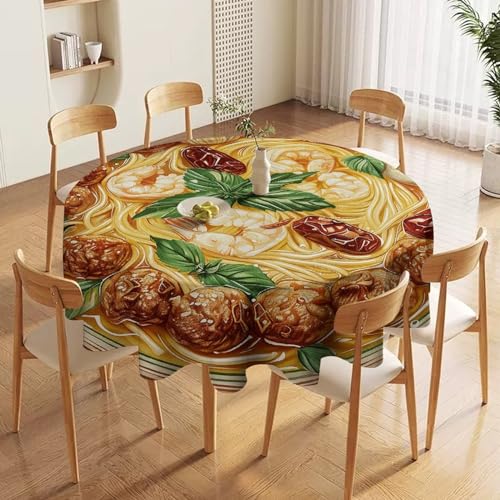 Nappe de table ronde imperméable jaune lavable en machine pour buffet