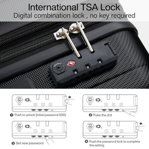 Image of Hanke Expandable Hard Shell Luggage Sets 2 piece Carry on Luggage with Wheels Suitcases Lightweight Checked Travel Luggage Rolling Large Suitcase Travel Luggage Bag Woman Men 20 /29 Inch(Jet Black)