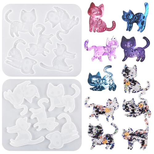 Nifocc Molde de Resina Epoxi para Gato - Forma de Gato, Cristal, Silicona para Manualidades, Colgante, Collar, Pendiente