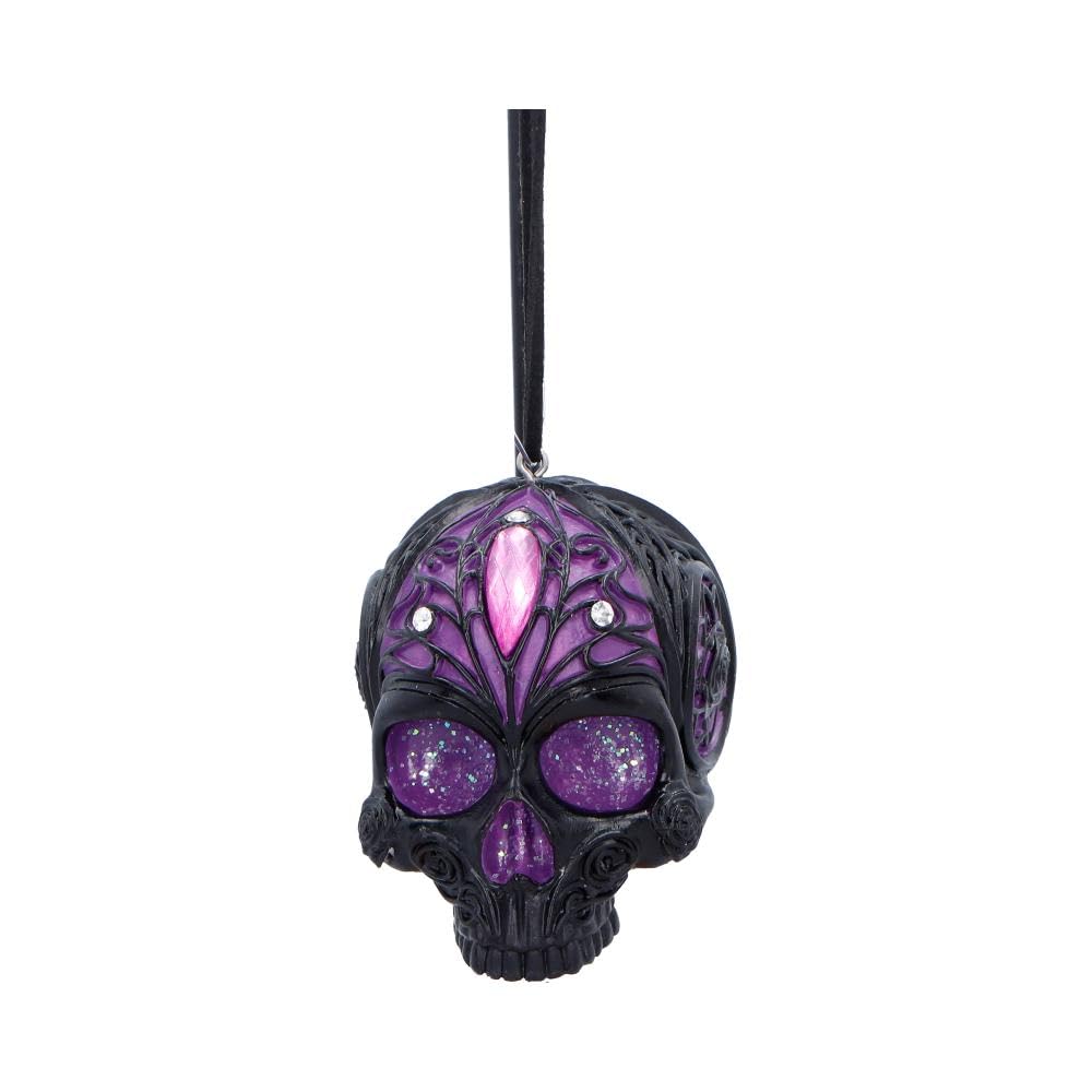 House of Obscura Gothic Hanging Ornament – Resin Dark Fantasy Decoration Collection (Jewelled Fate Skull)