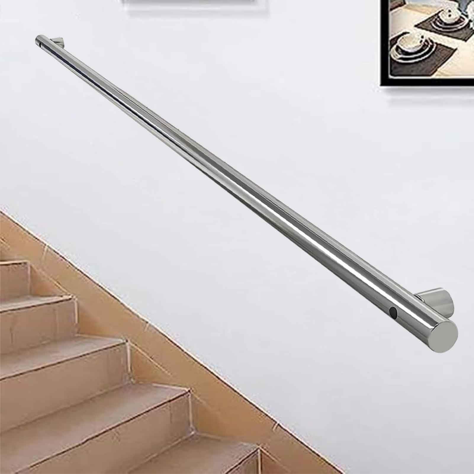 Rampe ronde en métal argenté de 480cm pour sécuriser l'accès au jardin