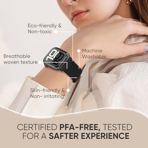 Image of Braided Stretchy Band Compatible with Apple Watch 40mm 41mm 42mm 38mm 44mm 45mm 46mm 49mm Women Men, Breathable Adjustable Nylon Sport Solo Loop Strap for iWatch Series 11 10 9 8 7 6 5 4 3 SE /Ultra 2
