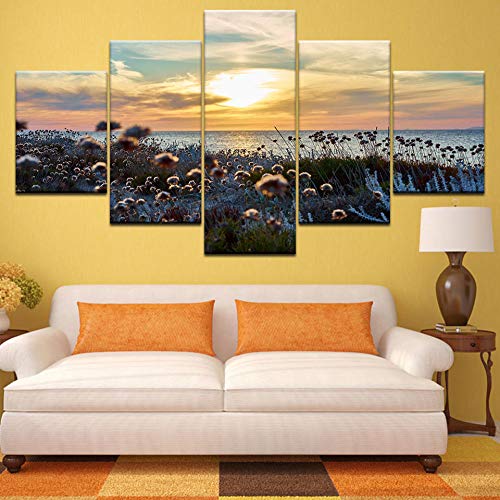 Lienzo decorativo para pared, 5 piezas, pintura al óleo, imágenes de flores, impresión HD, pósteres modulares de 5 partes, decoración moderna para sala de estar, cocina, listo para colgar