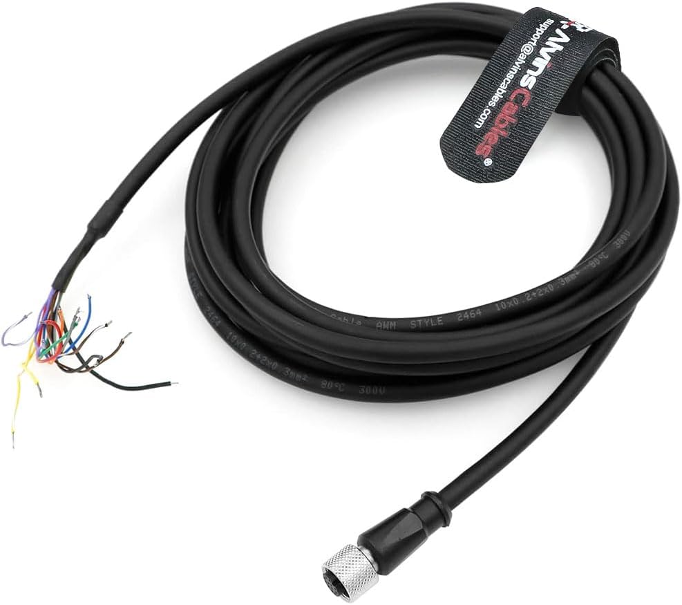 Alvin's Cables M12 Aコード 12ピン オス オープンエンド 耐屈曲シールドケーブル、産業用オートメーショ