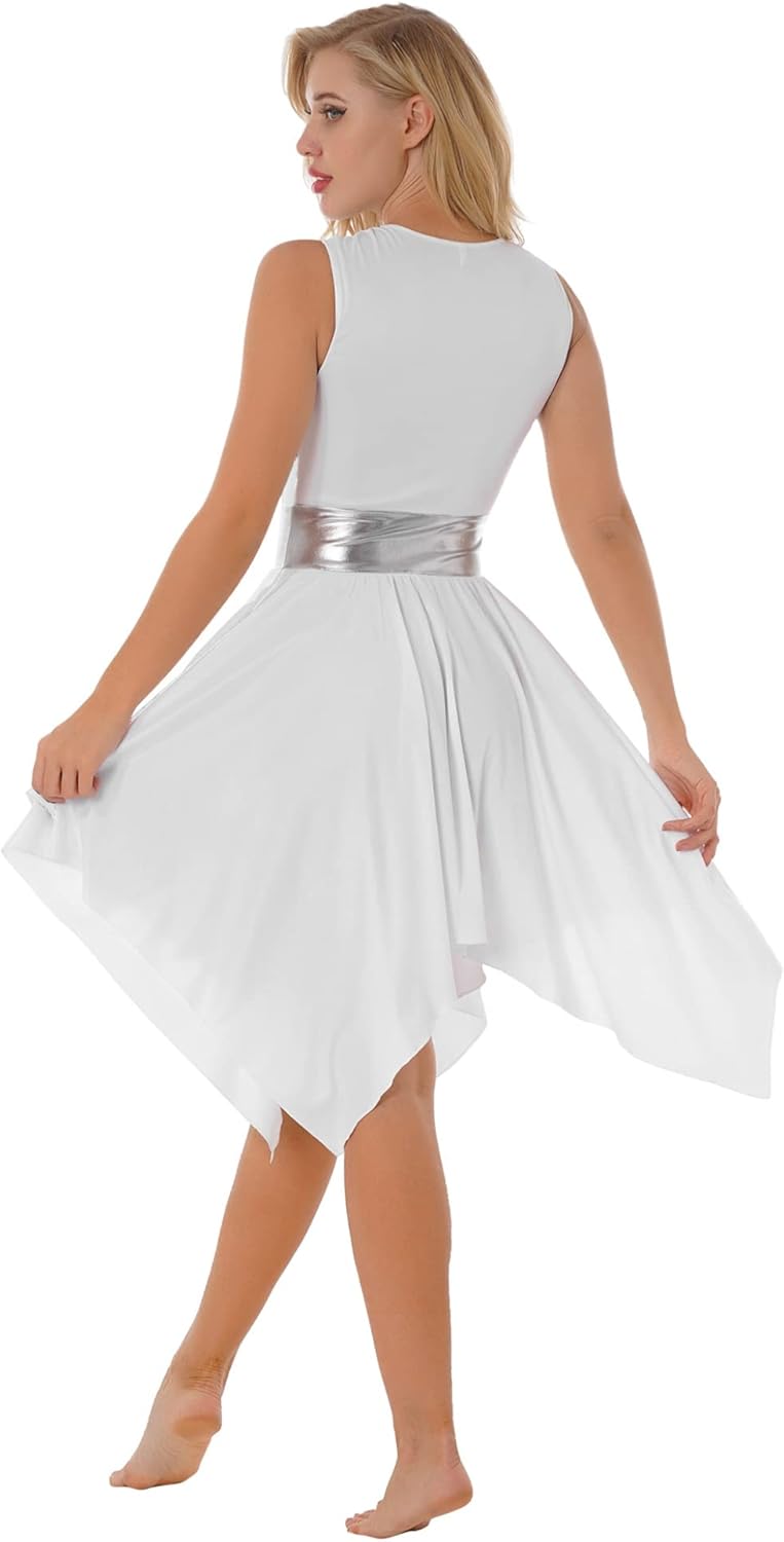 Women Sleeveless Color Block Lyrical Contemporary Dance Costume Praise Dance Overlay Dress Tunic