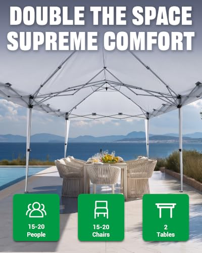 Image of Acepic 10x20 Pop Up Canopy,2 Central Lock Easy Set up Commercial Tent Outdoor Party Tent，6 Removable Sidewalls, Stakes x12, Ropes x6, Hand Bag x1，Sandbags x4 (White, 10 * 20)