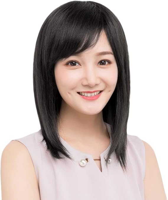 Amazon P Z ウィッグ セミロング 100 人毛 フルウィッグ かつらミディアム レディース 手植え 軽い 女性用 前髪 斜め 小顔 人気 通気性 装着簡単 軽い 抗菌 ヘアネット 付き フルウィッグ 通販