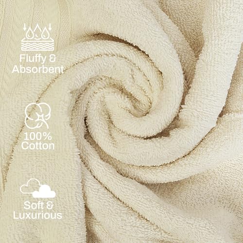 Image of Layers 100% Cotton Bath Towel | True Care Collection | 380 GSM Super Absorbent | Soft & Quick Dry | Shrink & Pill Resistant | Beige Solid Minimalist | 1 Piece for Men & Women | 60 x 120 cm