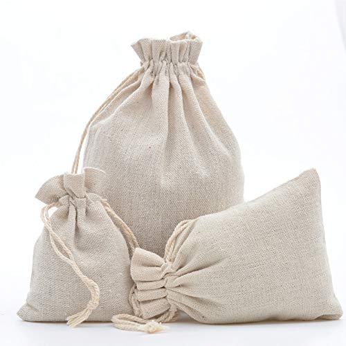 DAHI 25pcs Petits Sacs en Tissu Sachet Coton 13x18cm Sac Toile de Jute Pochette Tissu Cordon Sac en tissu Bijoux Sacs Cadeaux Sachet de Thé Reutilisable