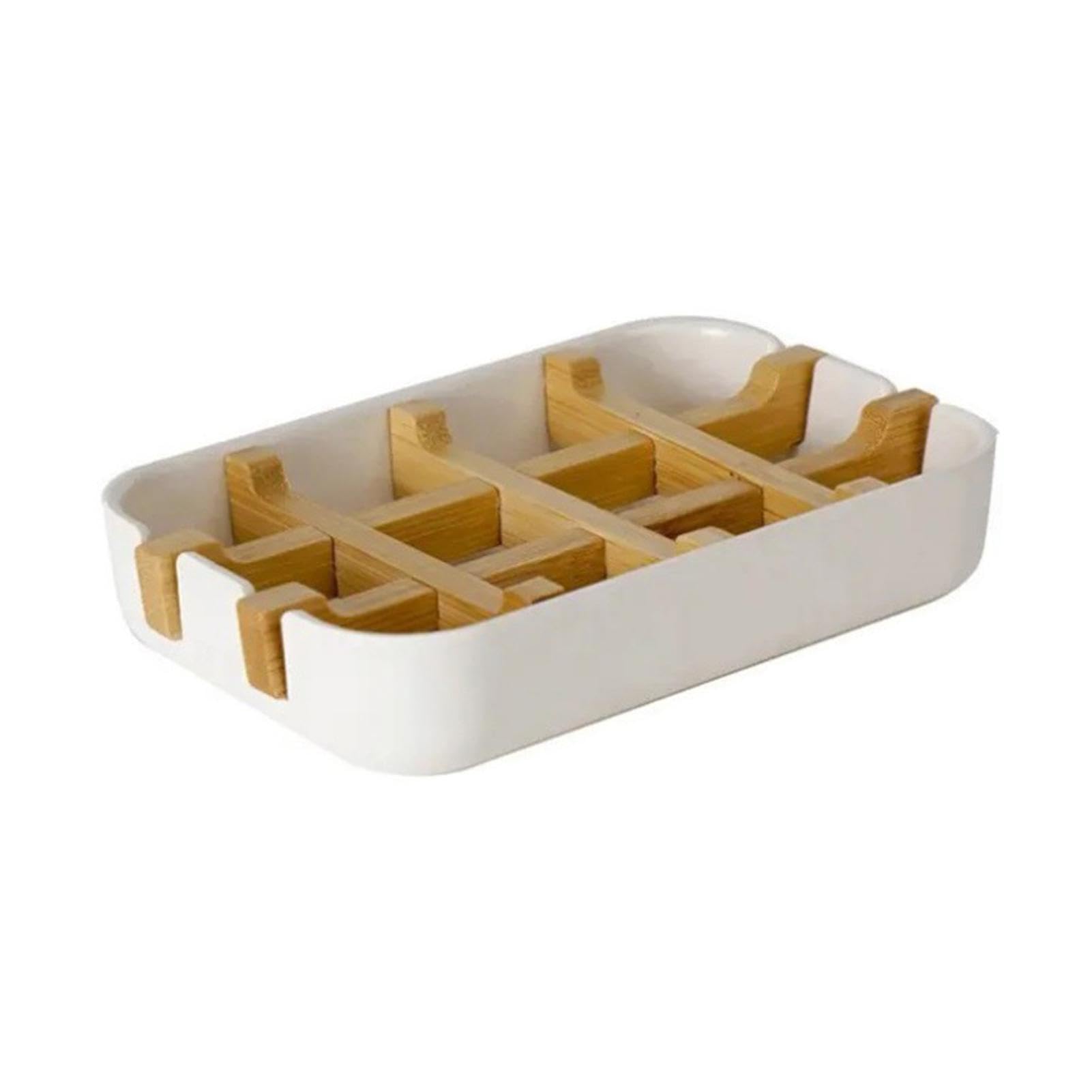 Bamboo Soap Dish with Drainage, Natural Wooden Soap Holder