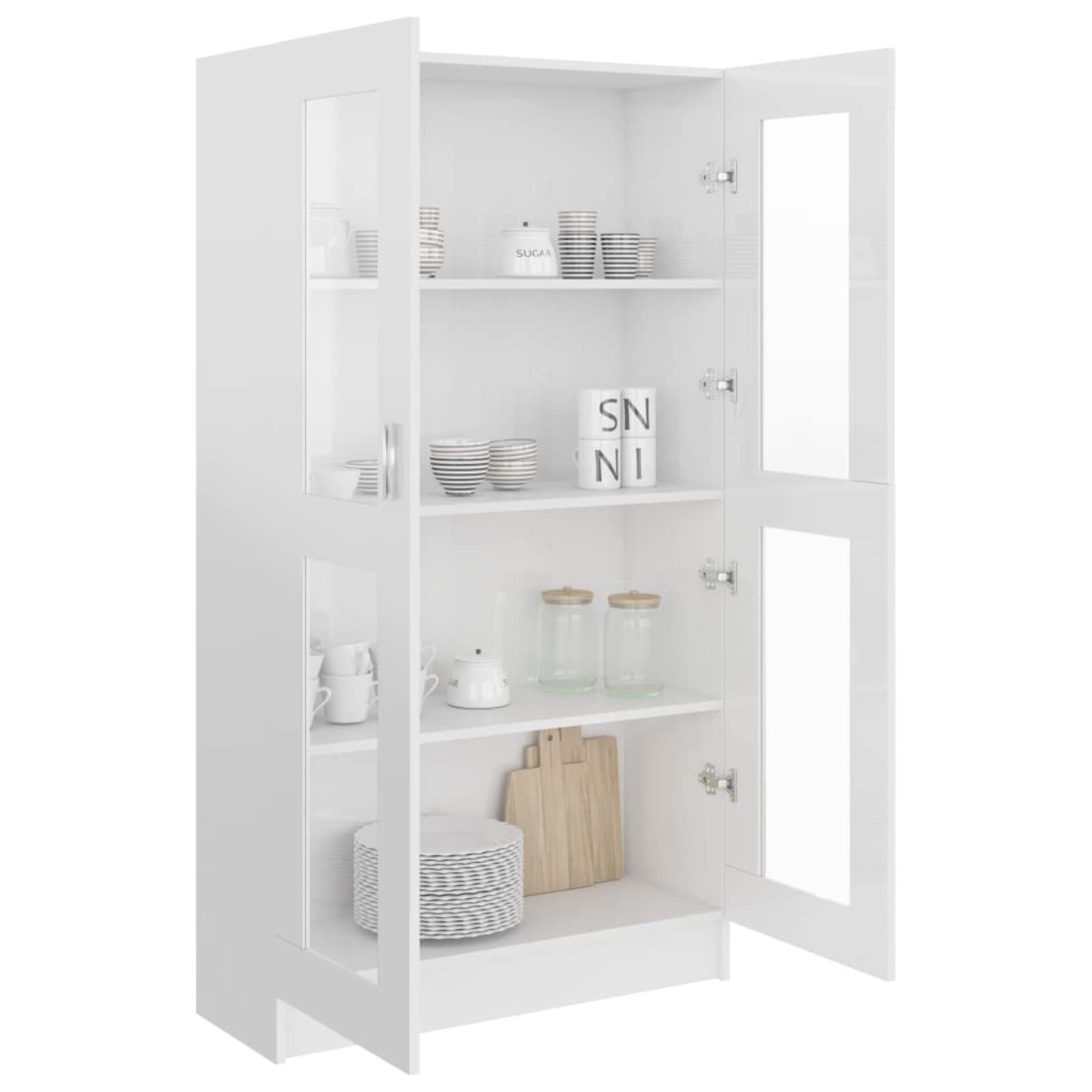 Nowoczesna biała witryna - błyszcząca szafka Sto do salonu lub sypialni - 82,5 x 30,5 x 150 cm, elegancka witryna do dekoracji wnętrz, upiększ swoją przestrzeń