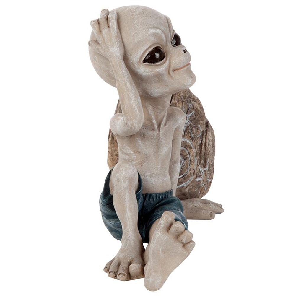 Toscano Surfer-Typ, Nicht von Dieser Welt stammende Alien-Statue, Trendiger Surfer-Typ, außerweltliche Alien-Skulptur, Gartendekoration, Kunstharz, Kunsthandwerk,