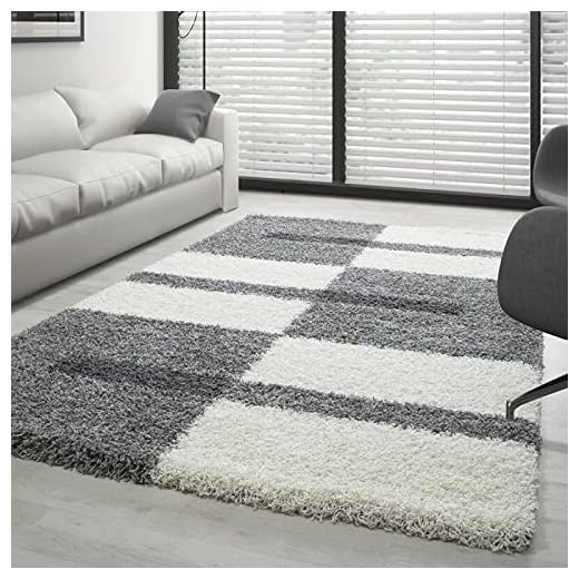 Carpettex Teppich Shaggy, Pelo Largo Salón Alfombra Shaggy 3cm de Altura de Pelo Gris-Blanco-Gris Claro - 240x340 cm