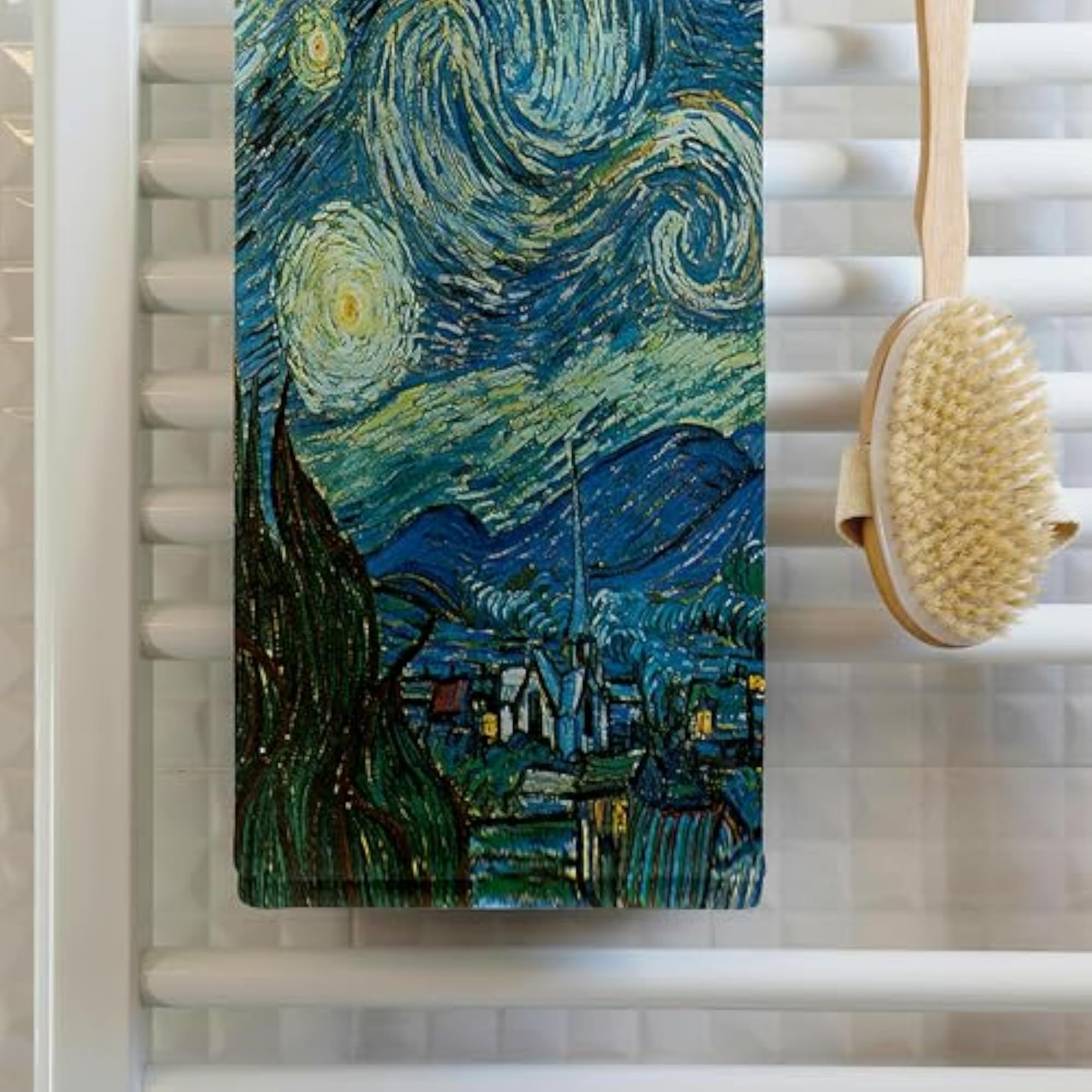 3D Rose The Starry Night by Vincent Van Gogh Towel, Multicolor