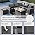 Kullavik 10 Pieces Outdoor Patio Furniture Set,PE Wicker Rattan Sectional Sofa Patio Conversation Sets with 43" 55000BTU Gas Propane Fire Pit Table,Swivel Rocking Chairs Set,Grey