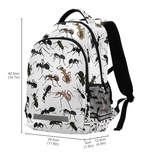 Black White Ants Backpack Lightweight Travel School Backpack Laptop Notebook Tablet School Bag Stylish Casual Daypack with Reflective Stripes3