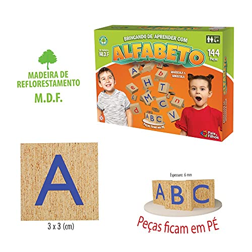 Brincando De Aprender Com Alfabeto 144 Pçs - Madeira