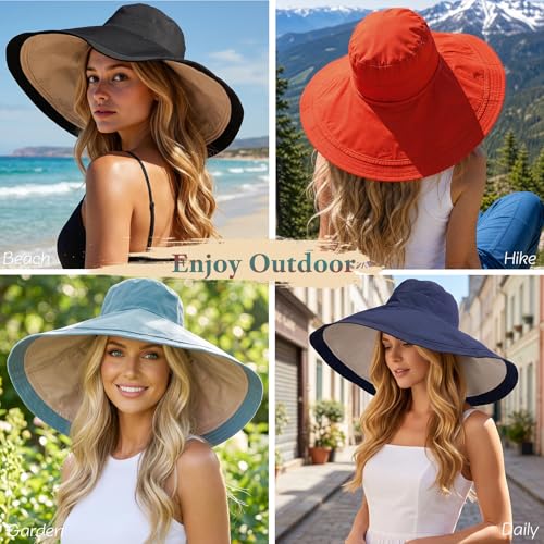 Sombrero de verano reversible para mujer con ala ancha miniatura 5