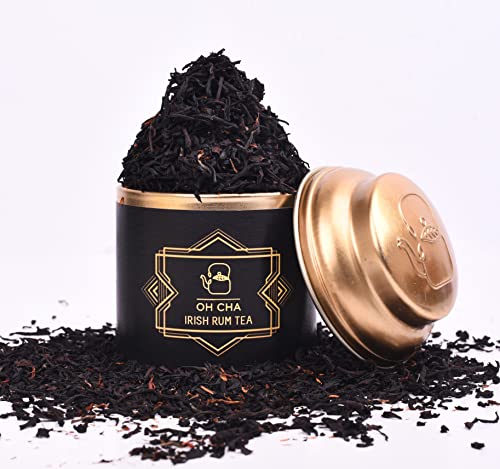 Image of OH CHA - Irish Rum Tea | Non Alcoholic Rum Flavored Pure Darjeeling Black Tea with Safflower and coffee | 100% Whole Leaf | An easy cheers on weekdays | 35g Tin Caddy