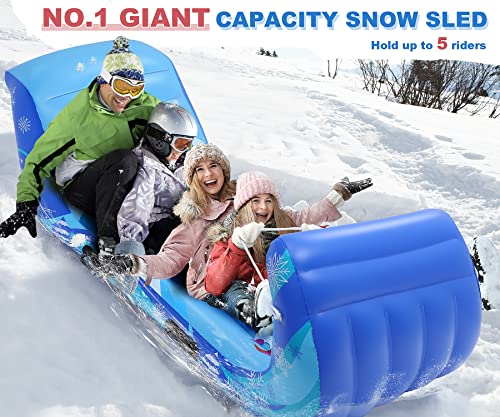Snow Sled 70'' Giant Snow Tube For Kids Adults With 4 Reinforced Handles, Inflatable Toboggan Sled With Pull Rope Winter Outdoor Gifts For Toddlers Boys Girls Snow Ski Play #TOP4