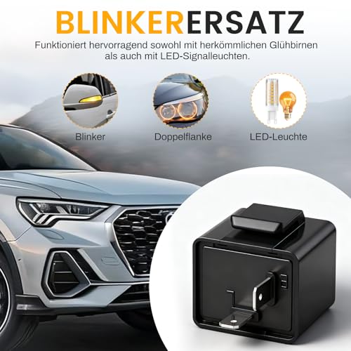 Universal 2-Poliges 12V Blinkerrelais,Lastunabhängig für Motorrad & Auto, Stabilisiert Blinkfrequenz für LED/Halogen