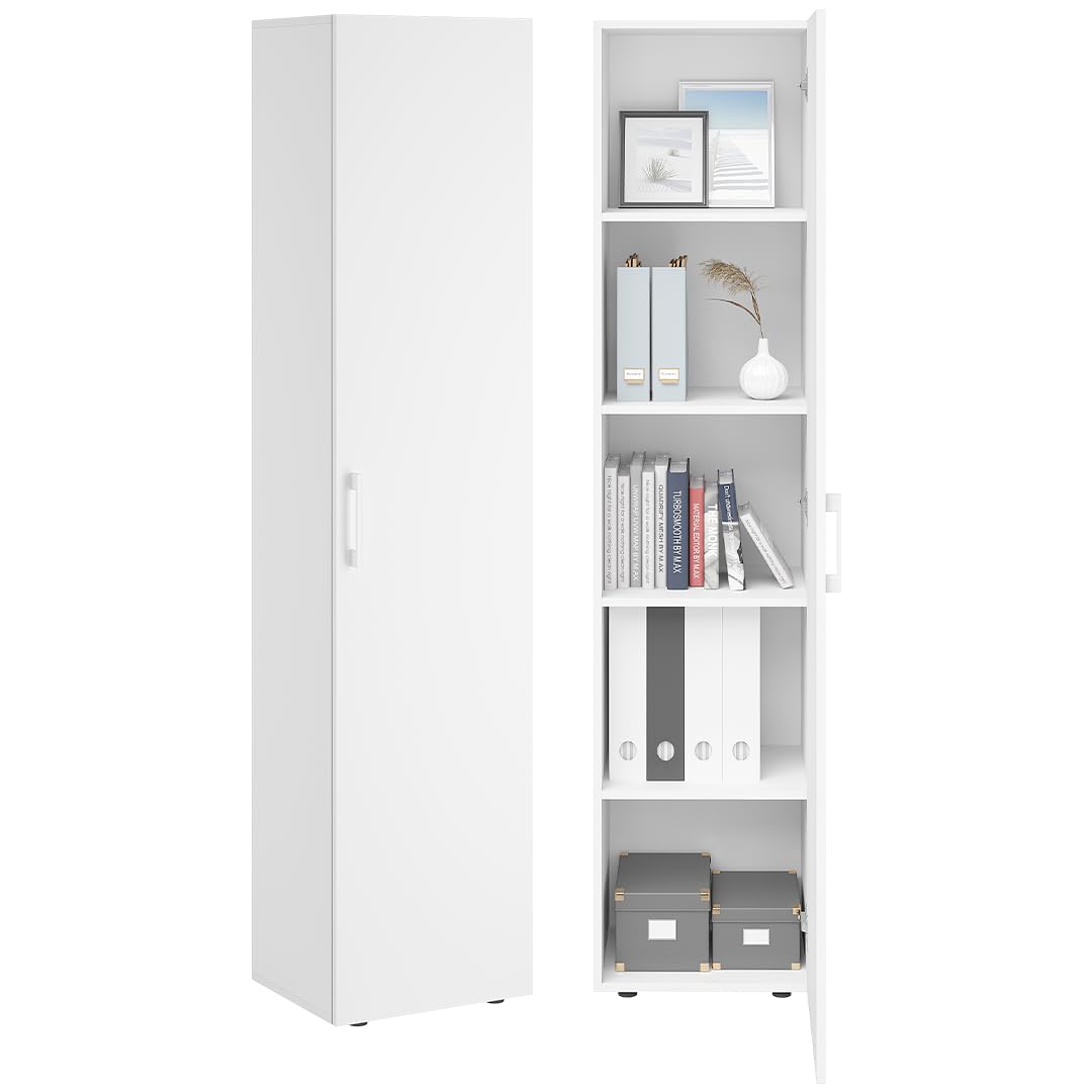 Bellamio Apol Aktenschrank Weiß – Mehrzweckschrank, 176 x 33 x 40 cm