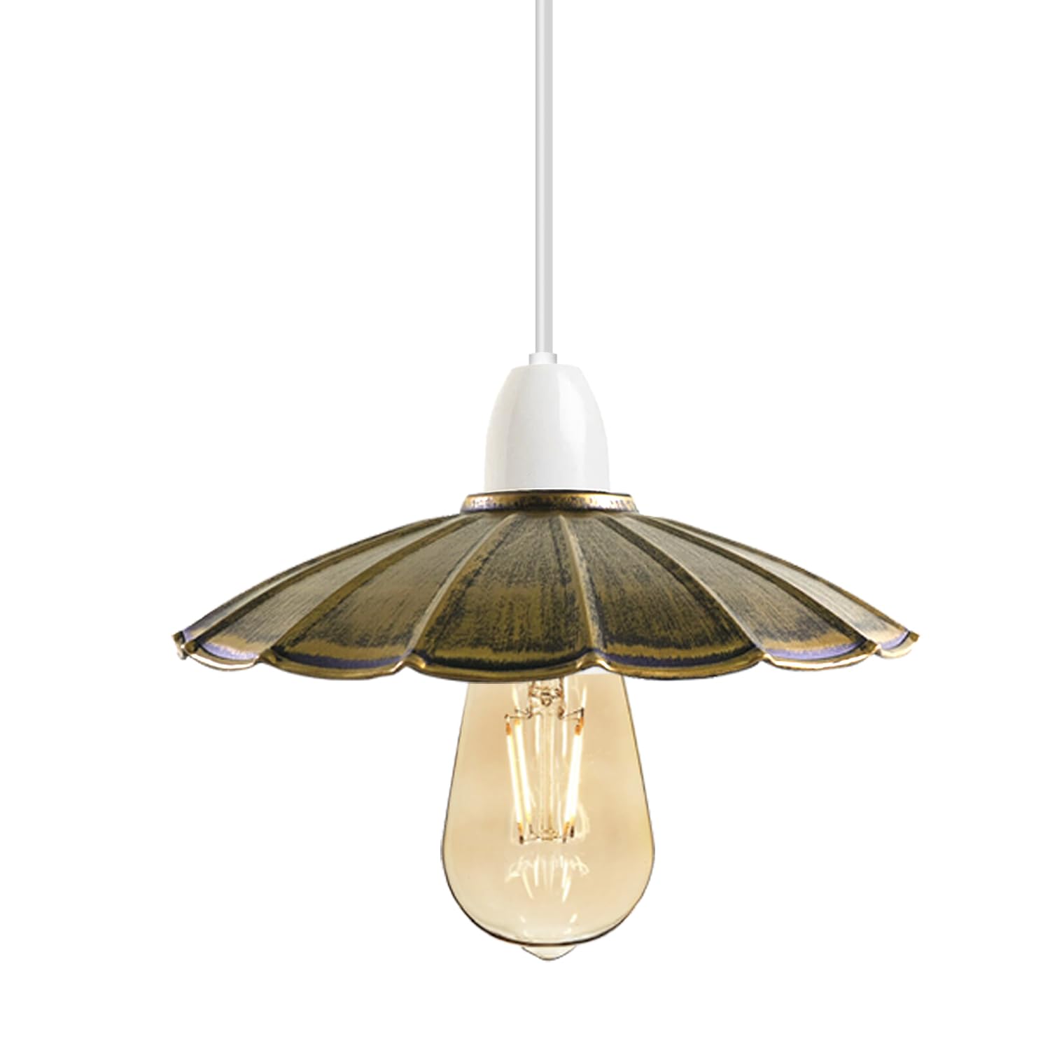 DC VOLTAGE Umbrella Shape Lamp Shade, 22cm Brushed Brass Easy-Fit Ceiling Light Shade,Pendant Lampshades for Ceiling Lights, Lamp Shades for Table Lamps, Floor Lamps, Living Room, Bedroom