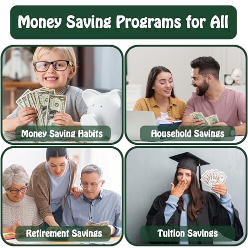 Image of Antner 100 Envelopes Money Saving Challenge Binder, Savings Challenges Book with Envelopes & 3 Challenge Trackers to Save $5,050 and $500 and $10,000, A5 Budget Binder Money Saving Book, Dark Green