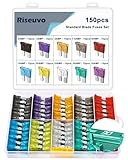 Riseuvo 150 Pcs Standard Automotive Fuse Kit - Car Auto ATO Blade Fuses Assortment Kit for Vehicle, Truck, RV, Boat with Fuse Puller (2A 3A 5A 7.5A 10A 15A 20A 25A 30A 35A)
