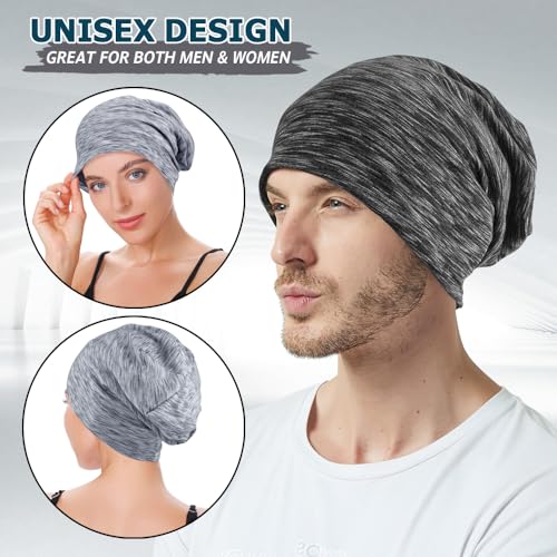 EINSKEY Lightweight Slouchy Beanie for Men Women, Oversize Thin Cotton Skull Cap Chemo Cap Night Sleeping Hat for All Seasons3