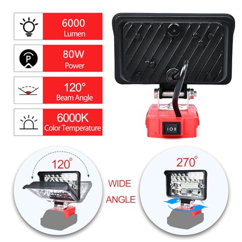 Fiihio Cordless LED Work Light Compatible with Milwaukee 18V M18 Battery by Fiihio - Used condition - Image 2