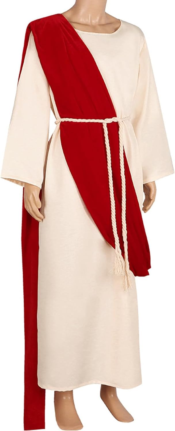 Mens Jesus Costume for Adult with Cross, Christian Cosplay Religious Robe,Medieval Missionary Outfits Biblical Cloak - Image 5