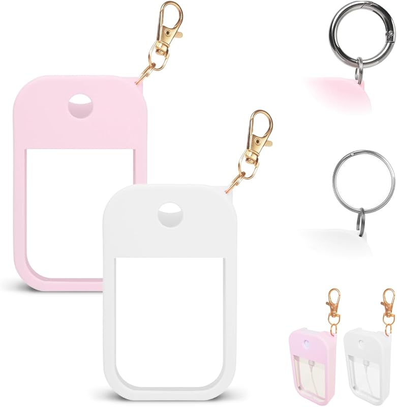 2 estojos de silicone com cordão para frasco Touchland Power Mist de 30 mL, C1-Pink/White, MILASONUS — 2 unidades