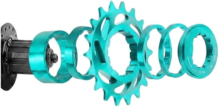 Single Speed Cogs Conversion Kit Aluminum Alloy Single Speed Bike Freewheel Cog 16T 18T with Spacer Rings and Lockring Lightweight for MTB Urban Track Fixed Gear Bicycle Reduced WobbleGreen-18T