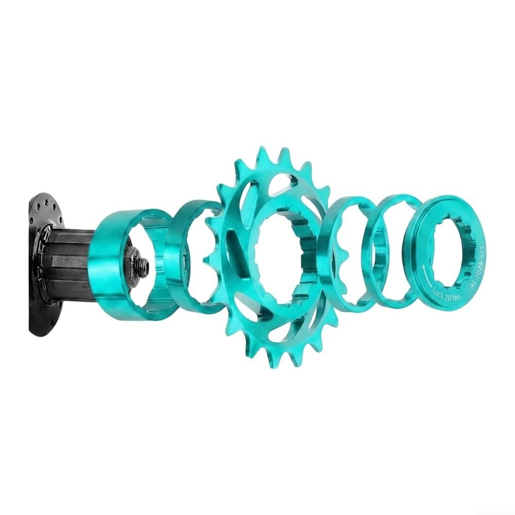 Single Speed Cogs Conversion Kit Aluminum Alloy Single Speed Bike Freewheel Cog 16T 18T with Spacer Rings and Lockring Lightweight for MTB Urban Track Fixed Gear Bicycle Reduced Wobble(Green-18T)