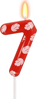 7th Birthday Candle for Girls Boys, Leaves Red Cake Topper Hawaii Party Supplies Cartoon Birthday Party Decorations (Number 7)