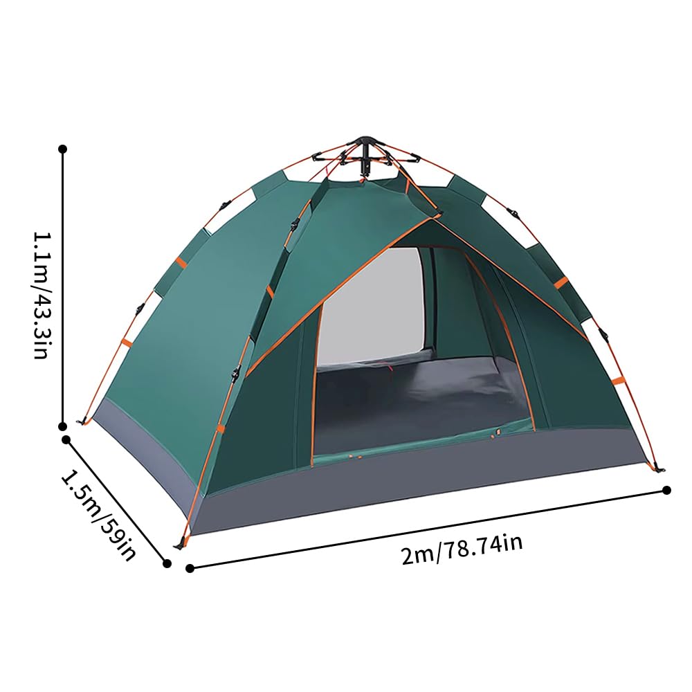 Tente Pop Up 2 Personnes, Tente Camping Imperméable 210D Oxford, Montage Rapide en 1 Min, Tente Légère avec Sac de Transport, Respirante et Coupe-Vent pour Camping, Festival et Plage