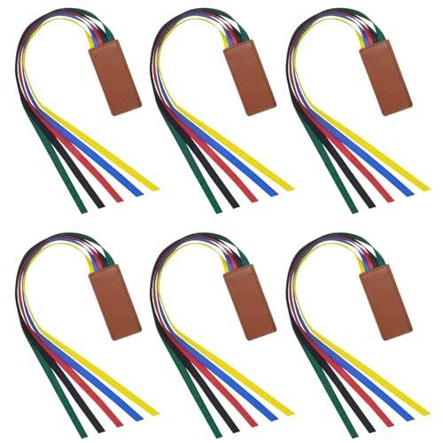 6 Pcs Bible Bookmark, Colorful Ribbon Bookmark, Artificial Leather Bible Ribbons Bookmarks, Page Markers with 5 Ribbons Colors for Books Novel Bible, Reading Lovers Students Teachers, Christmas Gift