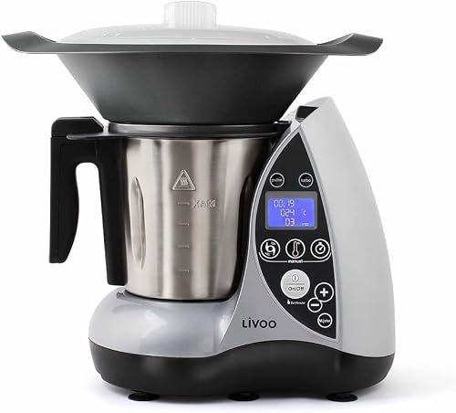 DOP142G, robot culinaire chauffant gris et métal LIVOO