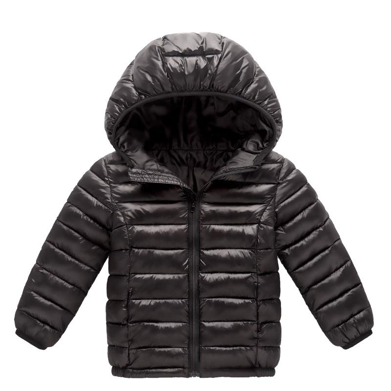 HIUARA Children's Fashion Winter Coats Solid Color Lightweight Down Jacket with Hood Zip Up Quilted Puffer Jackets