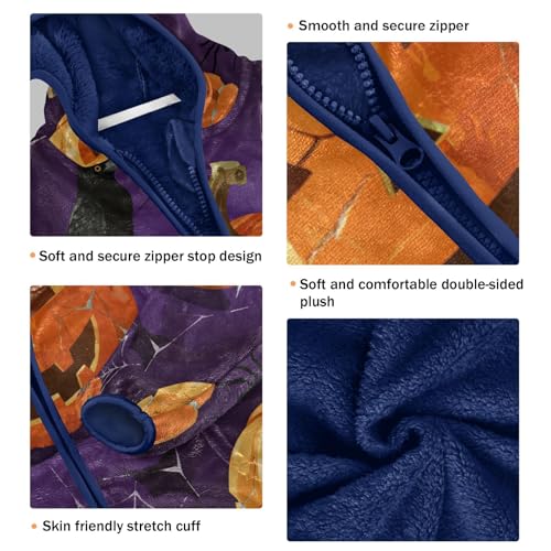 Halloween Pumpkins Spiders and Crows Toddler Fleece Jacket Girl Boys Hooded Fleece Jacket Coat3