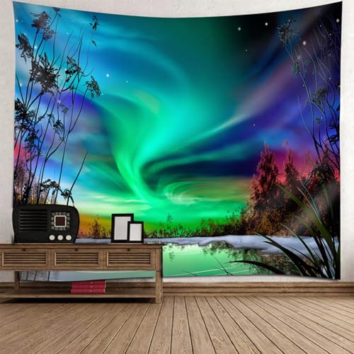 Tapisserie nature deco salon aurore boréale pour créer un espace cocooning